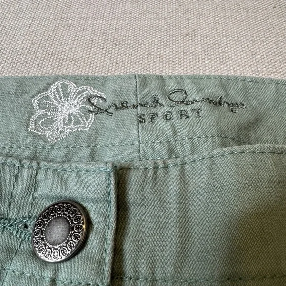 FRENCH LAUNDRY SPORT Women's Cotton Embroidered‎ Sage Capris Plus Size 16 - Picture 5 of 10